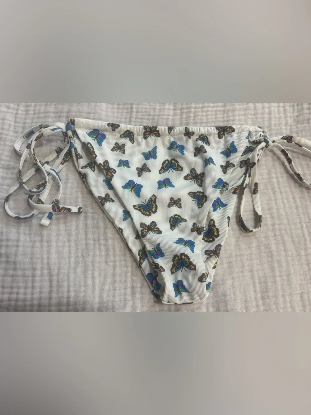 White Butterfly Tie-Side Bikini Bottoms